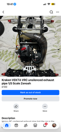 Used Kraken VEKTA VRC unsilenced exhaust pipe 1/5 Scale Zenoah