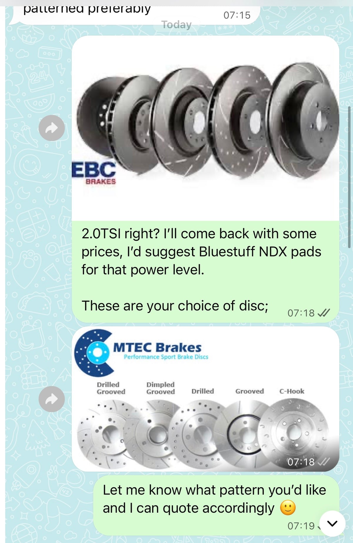 GTS Mtec discs & ebc Bluestuff pads set for Ravi